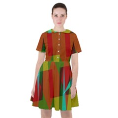 Rainbow Colors Palette Mix, Abstract Triangles, Asymmetric Pattern Sailor Dress by Casemiro