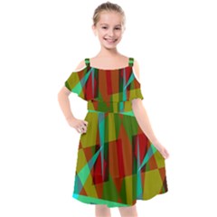 Rainbow Colors Palette Mix, Abstract Triangles, Asymmetric Pattern Kids  Cut Out Shoulders Chiffon Dress by Casemiro