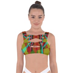 Rainbow Colors Palette Mix, Abstract Triangles, Asymmetric Pattern Bandaged Up Bikini Top by Casemiro