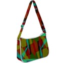 Rainbow colors palette mix, abstract triangles, asymmetric pattern Zip Up Shoulder Bag View1