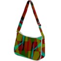 Rainbow colors palette mix, abstract triangles, asymmetric pattern Zip Up Shoulder Bag View2