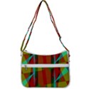 Rainbow colors palette mix, abstract triangles, asymmetric pattern Zip Up Shoulder Bag View3