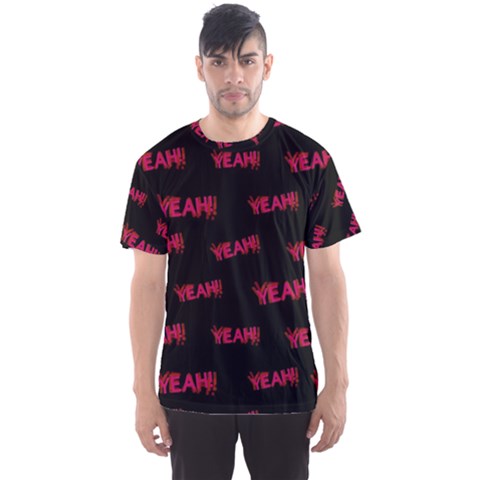 Yeah Word Motif Print Pattern Men s Sport Mesh Tee by dflcprintsclothing