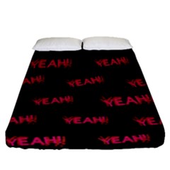 Yeah Word Motif Print Pattern Fitted Sheet (queen Size) by dflcprintsclothing