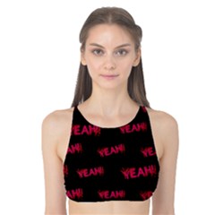 Yeah Word Motif Print Pattern Tank Bikini Top