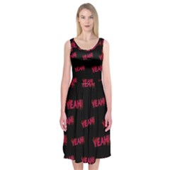 Yeah Word Motif Print Pattern Midi Sleeveless Dress by dflcprintsclothing