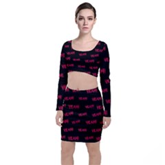 Yeah Word Motif Print Pattern Top And Skirt Sets