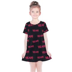 Yeah Word Motif Print Pattern Kids  Simple Cotton Dress