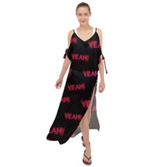 Yeah Word Motif Print Pattern Maxi Chiffon Cover Up Dress by dflcprintsclothing