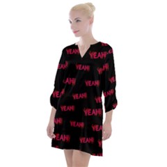 Yeah Word Motif Print Pattern Open Neck Shift Dress by dflcprintsclothing