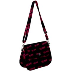 Yeah Word Motif Print Pattern Saddle Handbag