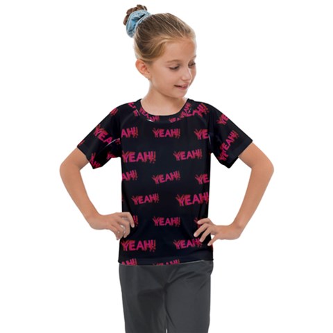 Yeah Word Motif Print Pattern Kids  Mesh Piece Tee by dflcprintsclothing