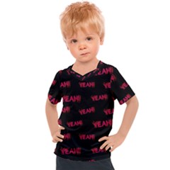 Yeah Word Motif Print Pattern Kids  Sports Tee