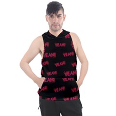 Yeah Word Motif Print Pattern Men s Sleeveless Hoodie by dflcprintsclothing