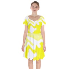 Golden Yellow Rose Short Sleeve Bardot Dress by Janetaudreywilson