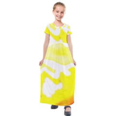 Golden Yellow Rose Kids  Short Sleeve Maxi Dress