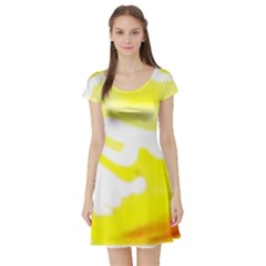 Golden Yellow Rose Short Sleeve Skater Dress