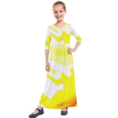 Golden Yellow Rose Kids  Quarter Sleeve Maxi Dress by Janetaudreywilson