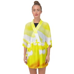 Golden Yellow Rose Half Sleeve Chiffon Kimono