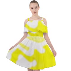 Golden Yellow Rose Cut Out Shoulders Chiffon Dress