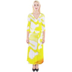 Golden Yellow Rose Quarter Sleeve Wrap Maxi Dress