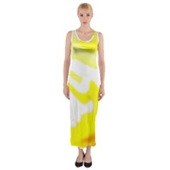 Golden Yellow Rose Fitted Maxi Dress