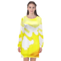 Golden Yellow Rose Long Sleeve Chiffon Shift Dress 