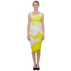 Golden Yellow Rose Sleeveless Pencil Dress by Janetaudreywilson