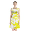 Golden Yellow Rose Sleeveless Waist Tie Chiffon Dress View1