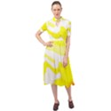 Golden Yellow Rose Keyhole Neckline Chiffon Dress View1