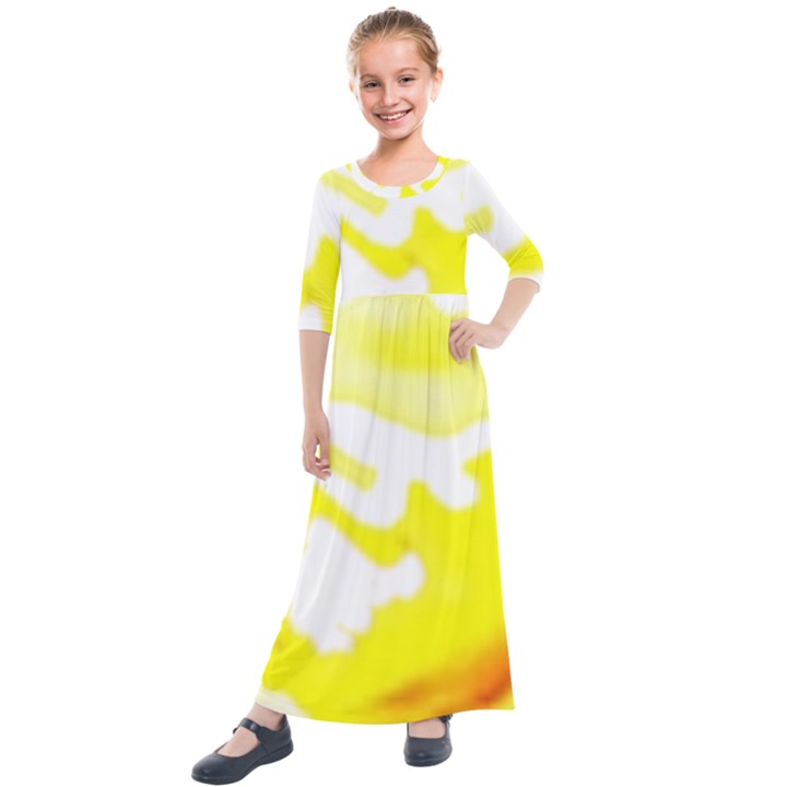 Golden Yellow Rose Kids  Quarter Sleeve Maxi Dress