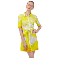 Golden Yellow Rose Belted Shirt Dress by Janetaudreywilson