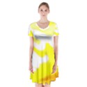 Golden Yellow Rose Short Sleeve V-neck Flare Dress View1