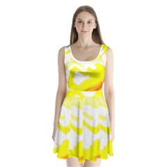 Golden Yellow Rose Split Back Mini Dress 