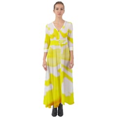 Golden Yellow Rose Button Up Boho Maxi Dress by Janetaudreywilson