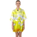 Golden Yellow Rose Half Sleeve Satin Kimono  View1