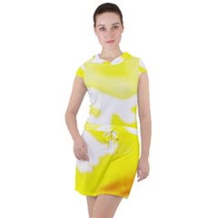 Golden Yellow Rose Drawstring Hooded Dress