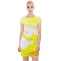 Golden Yellow Rose Cap Sleeve Bodycon Dress View1