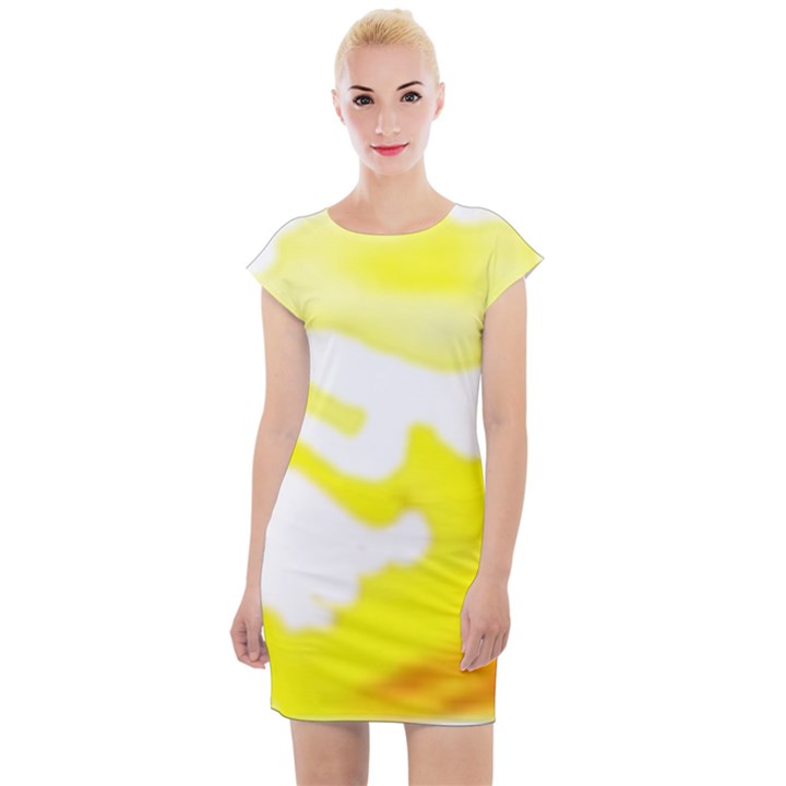 Golden Yellow Rose Cap Sleeve Bodycon Dress