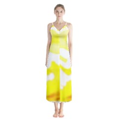 Golden Yellow Rose Button Up Chiffon Maxi Dress