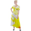 Golden Yellow Rose Button Up Short Sleeve Maxi Dress View1