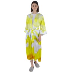 Golden Yellow Rose Maxi Satin Kimono by Janetaudreywilson