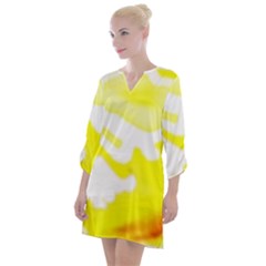 Golden Yellow Rose Open Neck Shift Dress