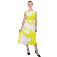 Golden Yellow Rose Midi Tie-back Chiffon Dress by Janetaudreywilson