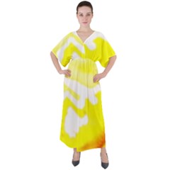 Golden Yellow Rose V-neck Boho Style Maxi Dress by Janetaudreywilson