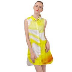 Golden Yellow Rose Sleeveless Shirt Dress