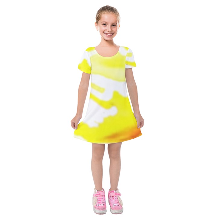 Golden Yellow Rose Kids  Short Sleeve Velvet Dress