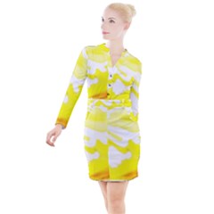 Golden Yellow Rose Button Long Sleeve Dress by Janetaudreywilson