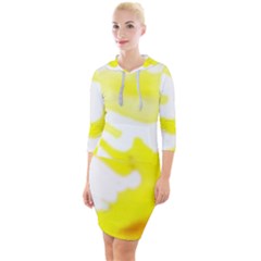 Golden Yellow Rose Quarter Sleeve Hood Bodycon Dress by Janetaudreywilson