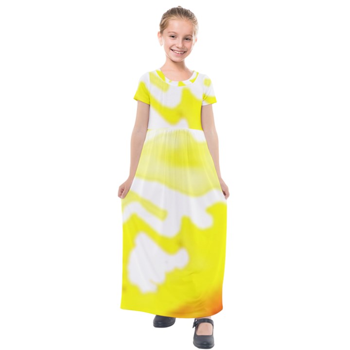 Golden Yellow Rose Kids  Short Sleeve Maxi Dress